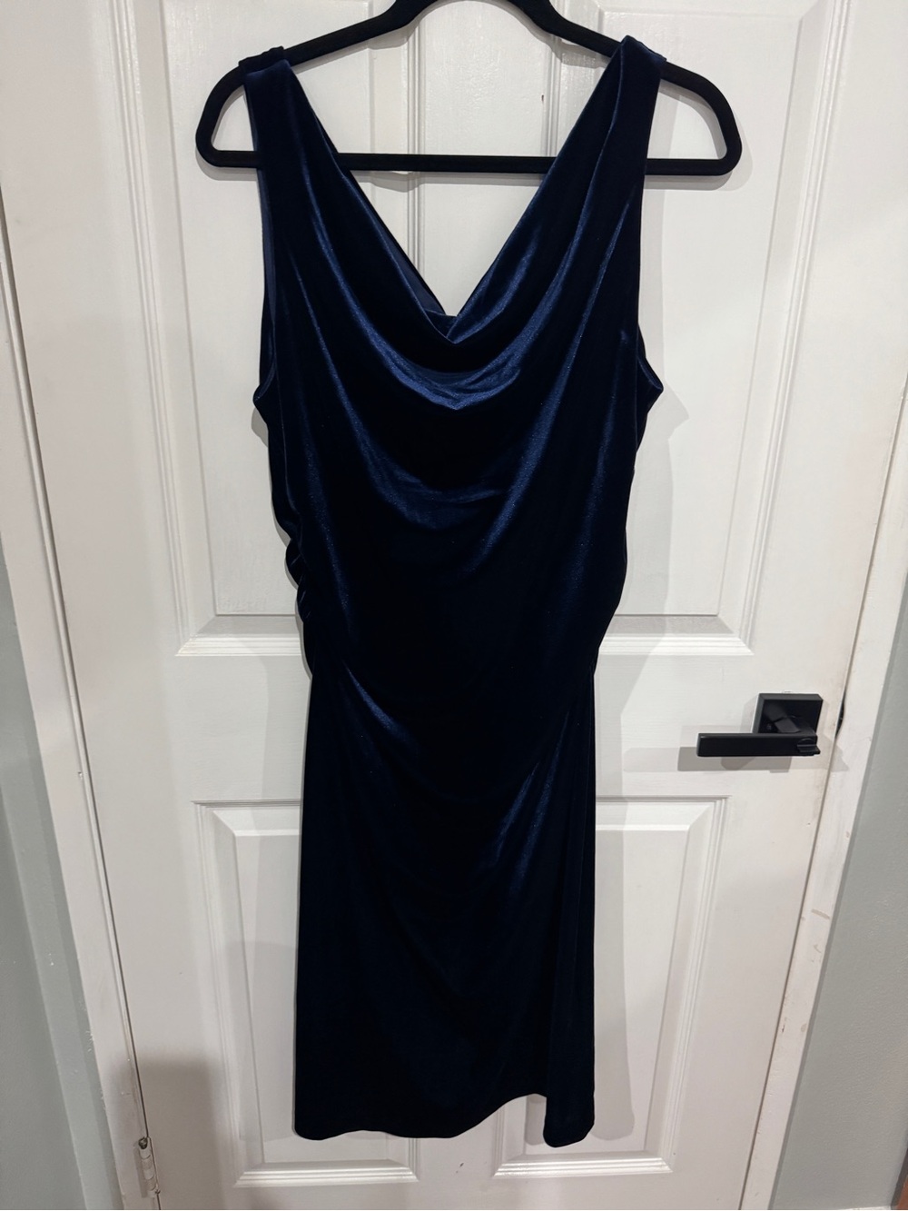 Kensie Navy Velvet Cowl Neck Midi Dress